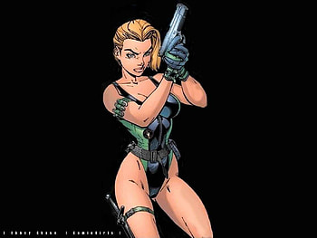 pistol girl, girl, cartoon, pistol, nice HD wallpaper