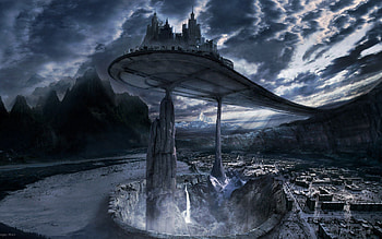 Fantasy, Mountains, City, Rocks, Rise, Elevation HD wallpaper