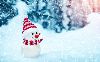 snowman, winter, snow, bokeh, toy snowman, cute toys, cute snowman HD wallpaper