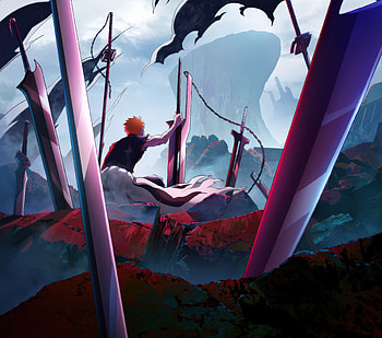 Bleach Quad — Lone Soul Reaper on the Cliff, Anime HD wallpaper
