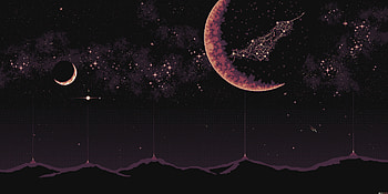 Pixel art, dark sky, planets, fantasy, silhouette, art HD wallpaper