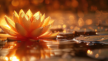 Beautiful golden water lily, aesthetic, gold, water lily, flower, plant HD wallpaper
