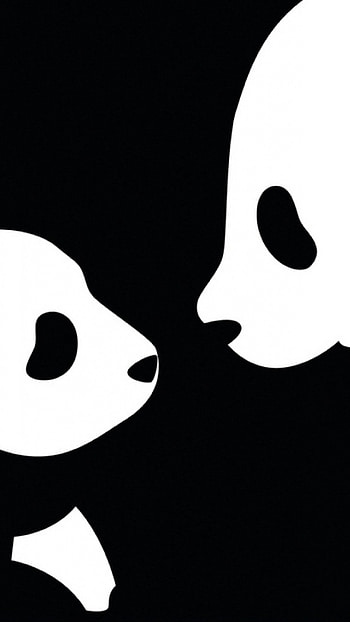 panda, drawing, black, white HD phone wallpaper