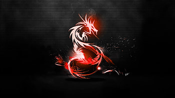 Abstract Dragon (Red/Carbon fibre black) by maciekporebski . HD wallpaper