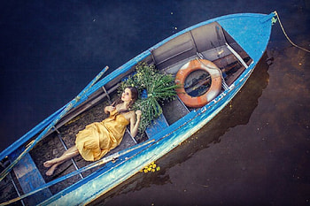 boat, lady, model, abstract, soft HD wallpaper
