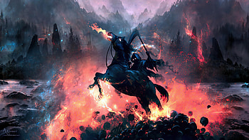 Reaper On Horse , grim-reaper, horse, artist, artwork, digital-art, deviantart HD wallpaper