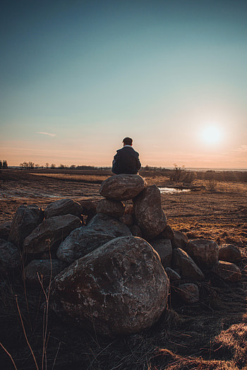 Alone, Rocks, Horizon, Miscellanea, Miscellaneous, Loneliness, Lonely HD phone wallpaper