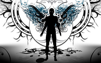 Gothic Drmon Vector, circles, leaves, swirls, art, vines, vector, lines, demon HD wallpaper