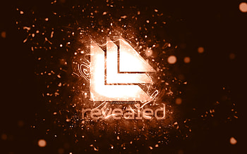 Revealed Recordings brown logo, , brown neon lights, creative, brown abstract background, Revealed Recordings logo, music labels, Revealed Recordings HD wallpaper