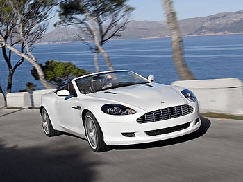 Sports, Auto, Trees, Mountains, Sea, Aston Martin, Cars, Asphalt, Front View, Speed, Style, 2008, Db9 HD wallpaper