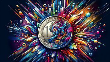 Vibrant Abstract Art with Silver Coin -, silver coin, Abstract, colorful design, digital illustration, coin HD wallpaper