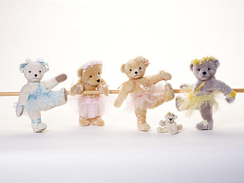 Ballerina Teddy bears, pink, snuggles, baby blue, cute, adorable, ballet, teddy bears, ballerina HD wallpaper