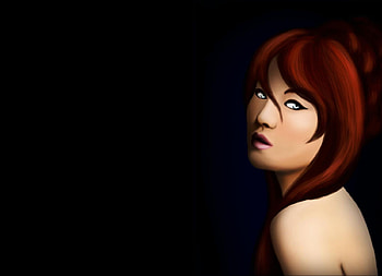 Terumii Mei, naruto shippuden, mei terumii, blue eyes, black background, red hair, mei, long hair, bare shoulders, kage, lone, anime, mizukage, kunoichi, female HD wallpaper