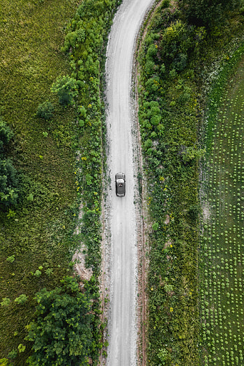 Grass, Cars, View From Above, Road, Car HD phone wallpaper