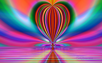 Ballon Ride at Sunrise, abstract, reflection, ballon, colors, digital art, fractal HD wallpaper