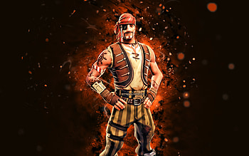 Brown Sea Wolf, , orange neon lights, Fortnite Battle Royale, Fortnite characters, Brown Sea Wolf Skin, Fortnite, Brown Sea Wolf Fortnite HD wallpaper
