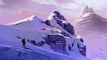 In The Mountains Traveller , artist, artwork, digital-art, artstation, mountains, snow HD wallpaper