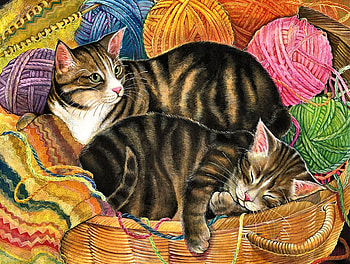 Cats Right at Home F, animal, art, feline, cat, beautiful, artwork, wide screen, painting, pet HD wallpaper
