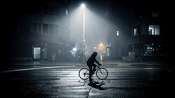 Midnight Rider — City Noir, Bicycle, Street Light, Night HD wallpaper