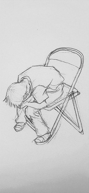 Shinji in the chair, evangelion, ikari_shinji, drawing, manga, anime HD phone wallpaper