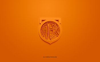 Aalesunds FK, creative 3D logo, orange background, Eliteserien, 3d emblem, Norwegian football club, Norway, 3d art, football, Aalesunds FK 3d logo HD wallpaper