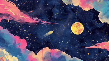 Mystical Galaxy and Comet Sci-Fi Moon, galaxy, space, moon, Sci Fi, comet HD wallpaper