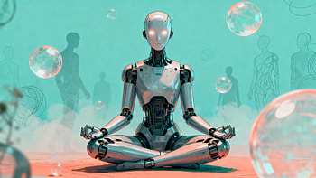 Zen Robot —, Robot, Android, Meditation HD wallpaper