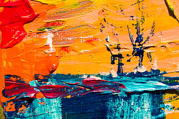 A vivid abstract painting with thick brush strokes and dynamic colors, showcasing artistic expression. HD wallpaper