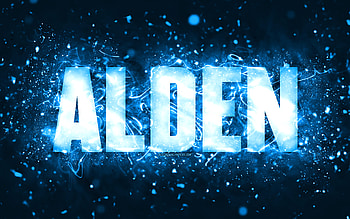 Happy Birtay Alden, , blue neon lights, Alden name, creative, Alden Happy Birtay, Alden Birtay, popular american male names, with Alden name, Alden HD wallpaper