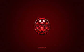 NK Croatia Zmijavci, Croatian football club, red logo, red carbon fiber background, Druga HNL, football, Zmijavci, Croatia, NK Croatia Zmijavci logo HD wallpaper