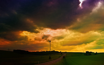 Nature, Clouds, Evening, Overcast, Mainly Cloudy, Meadows, Bad Weather, Mill, Heavy HD wallpaper