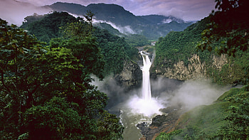 San Rafael Waterfall, Amazon Rain Forest HD wallpaper
