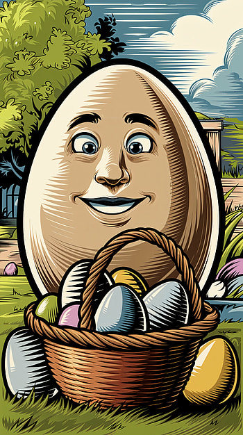 Easter Cheer: Whimsical Egg for Your , Easter, egg, basket, cartoon, whimsical HD phone wallpaper