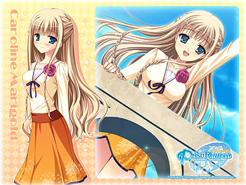Caroline Marigold, blue eyes, girl, long hair, dress, beauty, prism rhythm, anime, blonde hair HD wallpaper