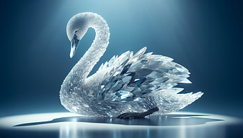 Majestic Trumpeter Swan, Trumpeter swan, swan, crystal, sculpture, artistic HD wallpaper