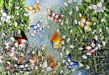 Whimsical Butterflies F2, animal, artwork, butterflies, wide screen, wildlife, painting, art HD wallpaper