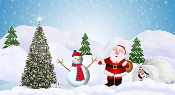 Holidays, Winter, New Year, Santa Claus, Snow, Snowman, Christmas Tree, Penguin HD wallpaper