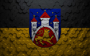 Flag of Gottingen, honeycomb art, Gottingen hexagons flag, Gottingen, 3d hexagons art, Gottingen flag HD wallpaper