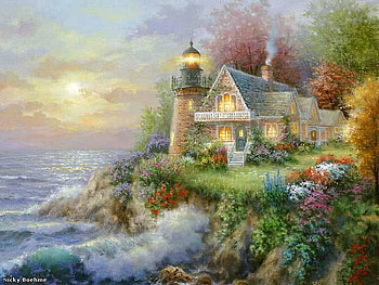 By Liudmila Kondakova, sea, painting, art, liudmila kondakova, sunset, evening HD wallpaper