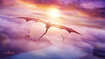 Evening Flight Of Dragons , dragons, dragon, artist, artwork, digital-art, deviantart HD wallpaper