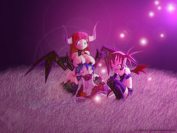 K.O, makai senki disgaea, anime, laharl, etna, flonne, overlord HD wallpaper