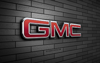 GMC 3D logo, , gray brickwall, creative, cars brands, GMC logo, GMC metal logo, 3D art, GMC HD wallpaper