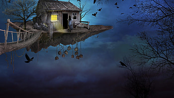 Gothic Fantasy House, artist, house, digital-art, skull HD wallpaper