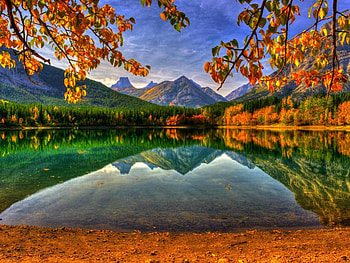 Beautiful lake, reflection, trees, nature, water, lake, mountain HD wallpaper