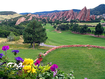 landscape, green, nature, flowers, grass, mountains HD wallpaper