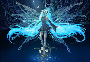 miku angel, angel, roots, aqua, feathers HD wallpaper