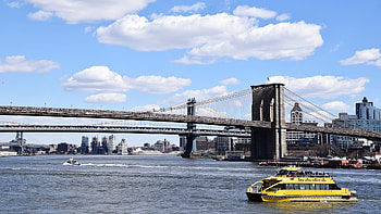 Water taxis, New York, Bridge HD wallpaper