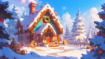 Charming Gingerbread House, gingerbread house, winter, snow, holiday, Christmas HD wallpaper