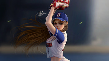 Baseball Girl, artist, artwork, behance, digital-art HD wallpaper