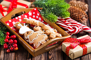 Merry Christmas!, craciun, christmas, red, deco, cookie, gingerbread, gift HD wallpaper